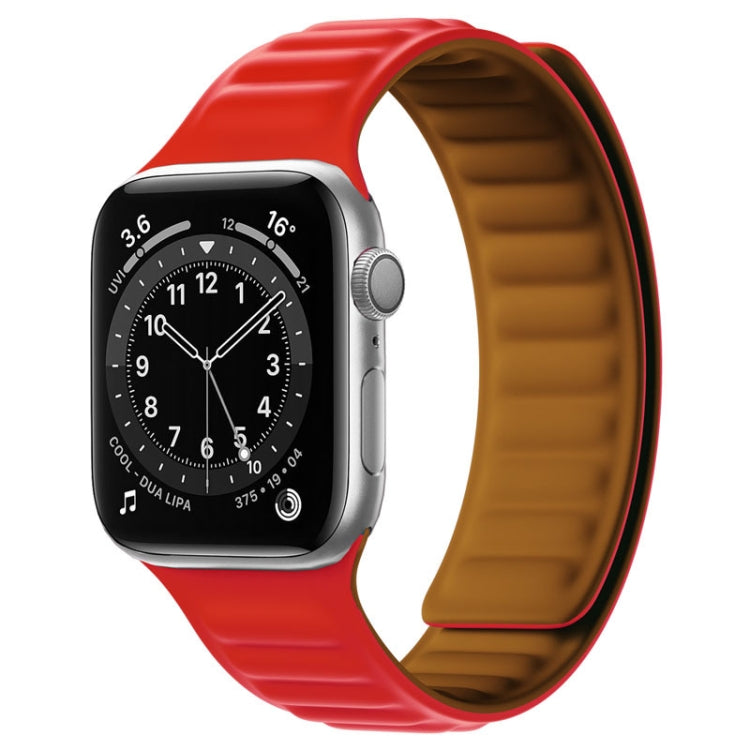 Silicone Magnetic Strap Watch Band For Apple Watch Series 9&8&7 41mm / SE 3&SE 2&6&SE&5&4 40mm / 3&2&1 38mm(Red) by bashfashion