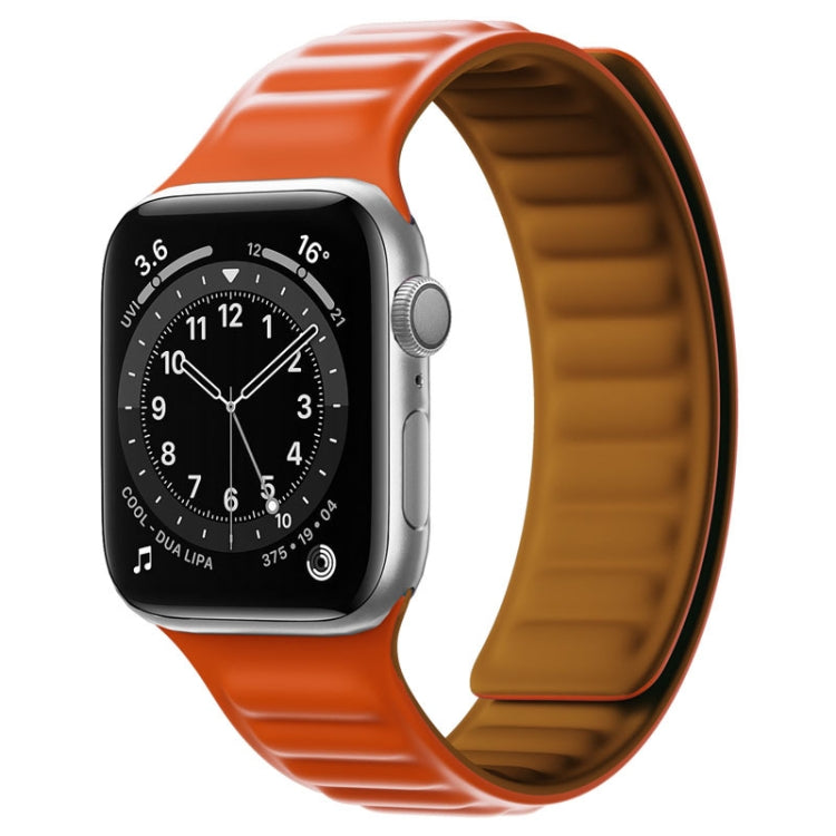 Silicone Magnetic Strap Watch Band For Apple Watch Series 9&8&7 41mm / SE 3&SE 2&6&SE&5&4 40mm / 3&2&1 38mm(Orange Red) by bashfashion