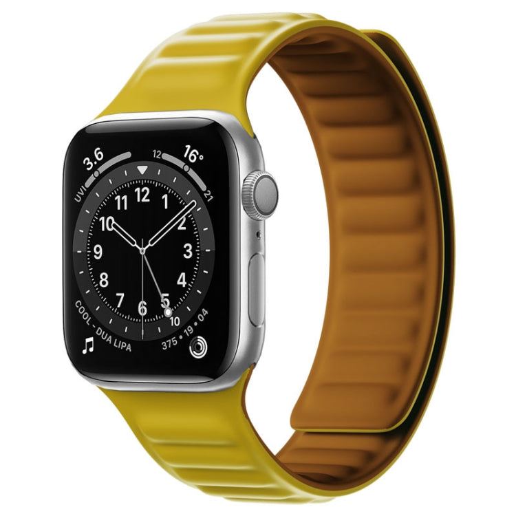 Silicone Magnetic Strap Watch Band For Apple Watch Series 9&8&7 41mm / SE 3&SE 2&6&SE&5&4 40mm / 3&2&1 38mm(Yellow) by bashfashion