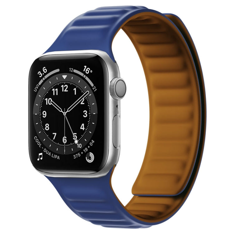 Silicone Magnetic Strap Watch Band For Apple Watch Series 9&8&7 41mm / SE 3&SE 2&6&SE&5&4 40mm / 3&2&1 38mm(Dark Blue) by bashfashion