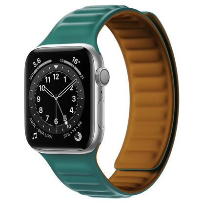 Silicone Magnetic Strap Watch Band For Apple Watch Series 9&8&7 41mm / SE 3&SE 2&6&SE&5&4 40mm / 3&2&1 38mm(Dark Green) by bashfashion