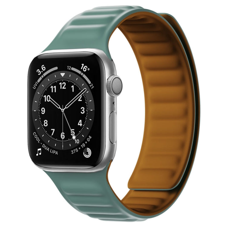 Silicone Magnetic Strap Watch Band For Apple Watch Series 9&8&7 41mm / SE 3&SE 2&6&SE&5&4 40mm / 3&2&1 38mm(Pine Needle Green) by bashfashion