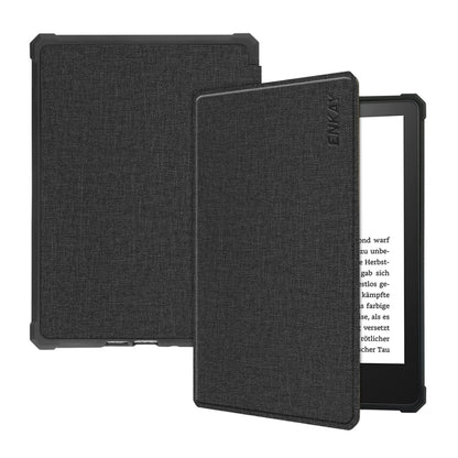 For Amazon Kindle Paperwhite 5 2021 ENKAY Solid Color Denim Texture Horizontal Flip Leather Tablet Case with Sleep / Wake-up Function(Black) by ENKAY