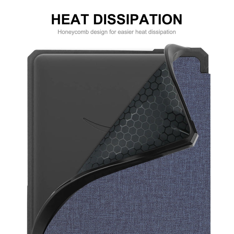 For Amazon Kindle Paperwhite 5 2021 ENKAY Solid Color Denim Texture Horizontal Flip Leather Tablet Case with Sleep / Wake-up Function(Dark Blue) by ENKAY