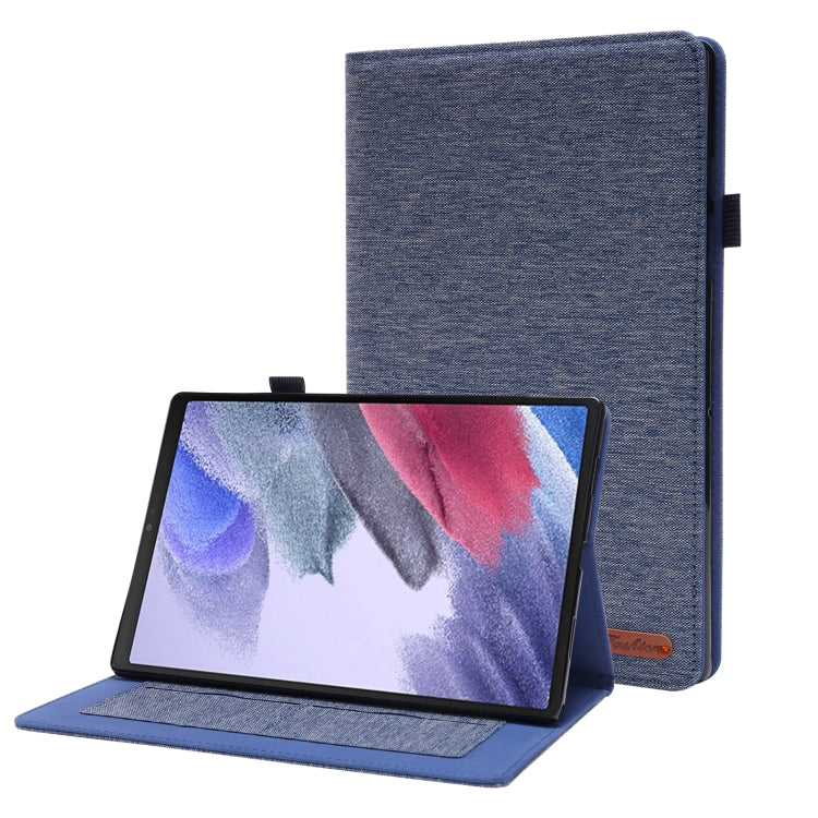 For Samsung Galaxy Tab A8 10.5 2021 Horizontal Flip Fabric PU Leather Tablet Case with Card Slots & Holder(Blue) by bashfashion