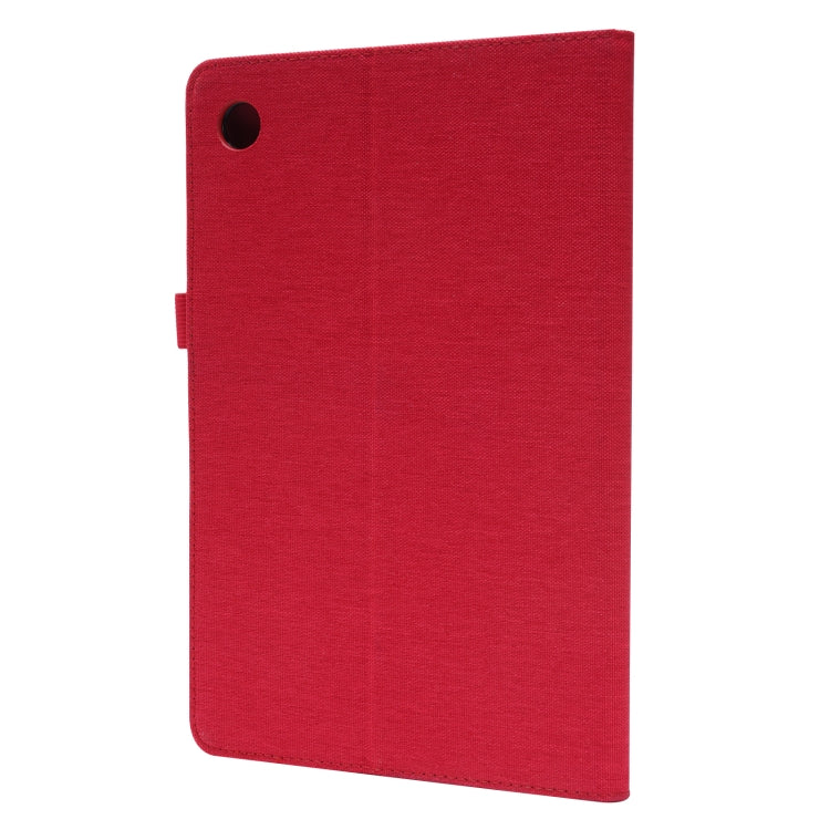 For Samsung Galaxy Tab A8 10.5 2021 Horizontal Flip Fabric PU Leather Tablet Case with Card Slots & Holder(Red) by bashfashion
