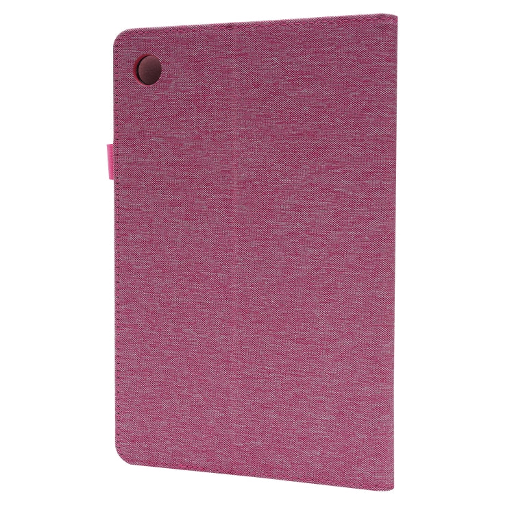 For Samsung Galaxy Tab A8 10.5 2021 Horizontal Flip Fabric PU Leather Tablet Case with Card Slots & Holder(Rose Red) by bashfashion