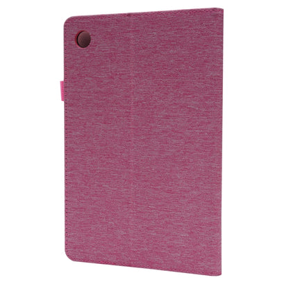 For Samsung Galaxy Tab A8 10.5 2021 Horizontal Flip Fabric PU Leather Tablet Case with Card Slots & Holder(Rose Red) by bashfashion