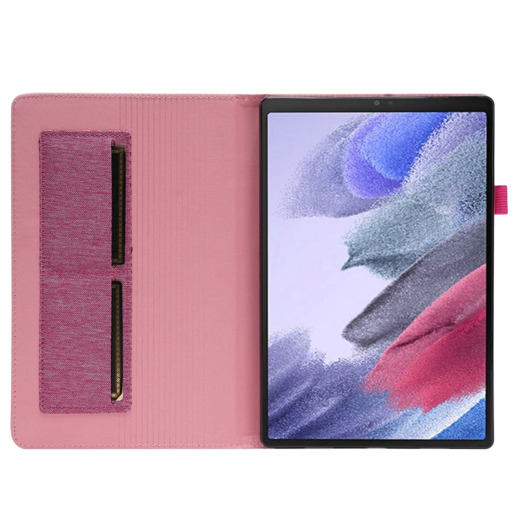 For Samsung Galaxy Tab A8 10.5 2021 Horizontal Flip Fabric PU Leather Tablet Case with Card Slots & Holder(Rose Red) by bashfashion