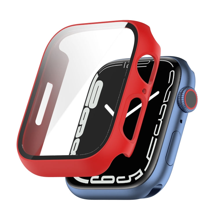 Shockproof PC Protective Case with Tempered Glass Film For Apple Watch Series 9 / 8 / 7 45mm(red) by bashfashion