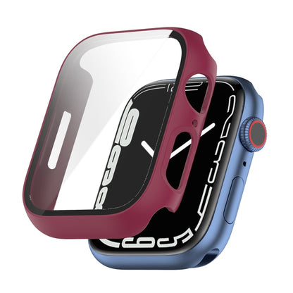 Shockproof PC Protective Case with Tempered Glass Film For Apple Watch Series 9 / 8 / 7 41mm(Burgundy) by bashfashion