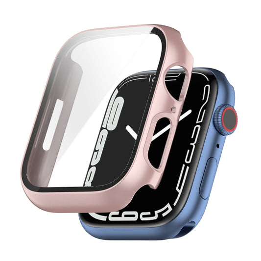 Shockproof PC Protective Case with Tempered Glass Film For Apple Watch Series 9 / 8 / 7 41mm(rose gold) by bashfashion