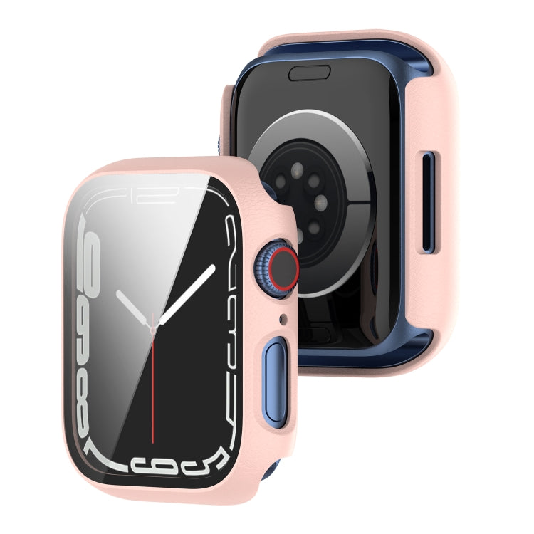 Shockproof PC Protective Case with Tempered Glass Film For Apple Watch Series 9 / 8 / 7 41mm(rose gold) by bashfashion