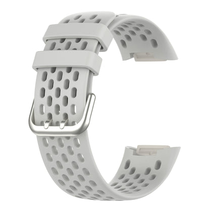 For Fitbit Charge 5 Monochromatic Breathable Silicone Watch Band(Moon White) by bashfashion