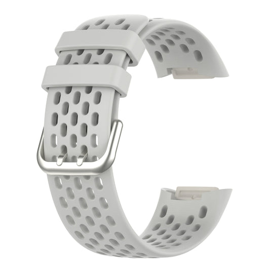 For Fitbit Charge 5 Monochromatic Breathable Silicone Watch Band(Moon White) by bashfashion