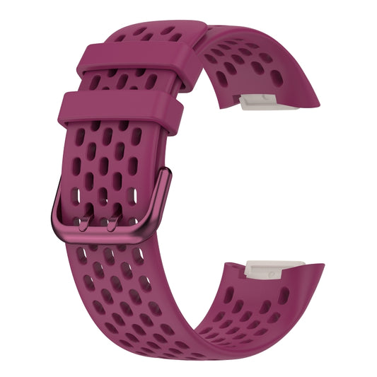 For Fitbit Charge 5 Monochromatic Breathable Silicone Watch Band(Wine Red) by bashfashion