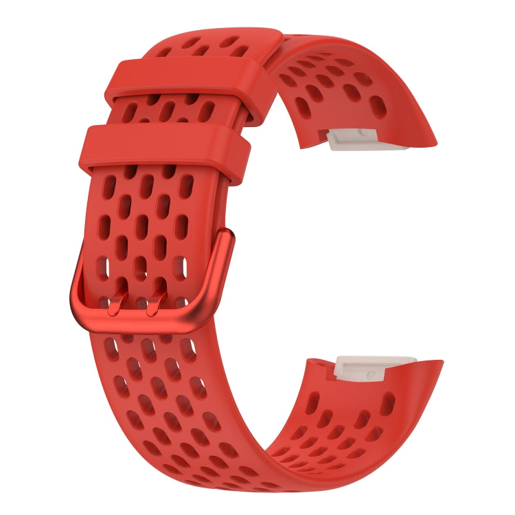 For Fitbit Charge 5 Monochromatic Breathable Silicone Watch Band(Red) by bashfashion