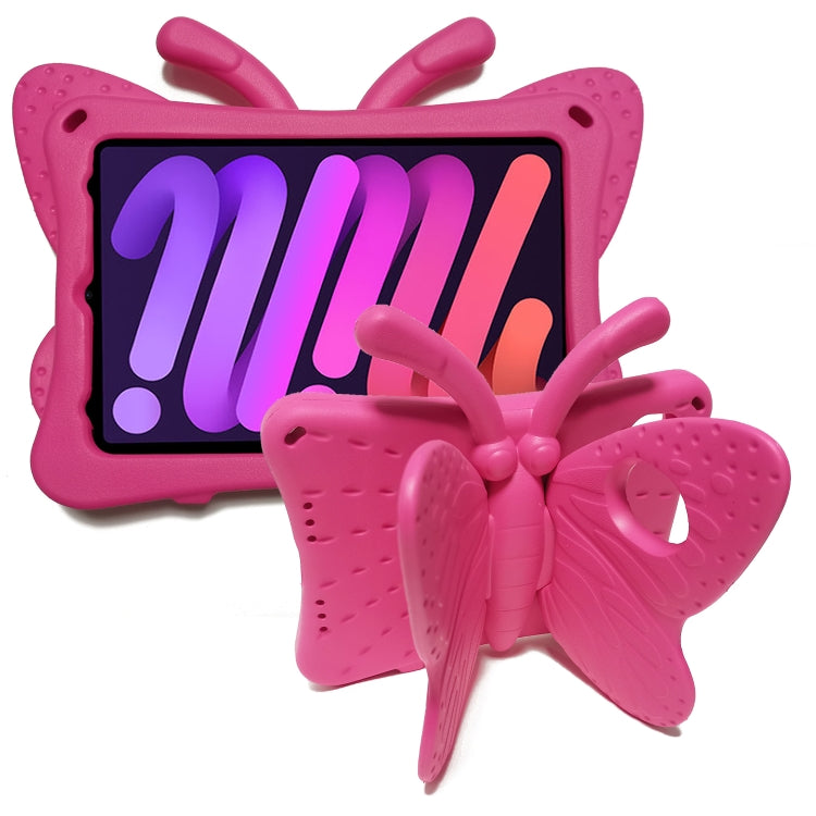 For iPad mini 6 / mini 2024 Butterfly Bracket EVA Shockproof Tablet Case(Rose Red) by bashfashion