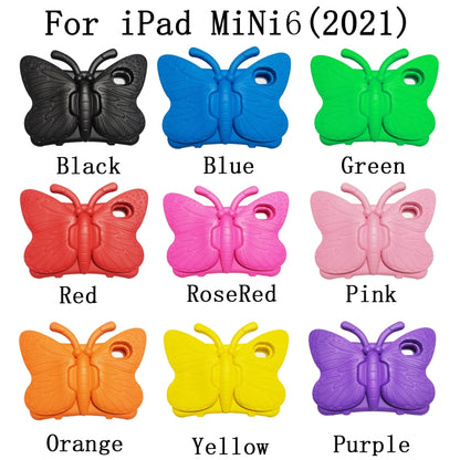 For iPad mini 6 / mini 2024 Butterfly Bracket EVA Shockproof Tablet Case(Rose Red) by bashfashion