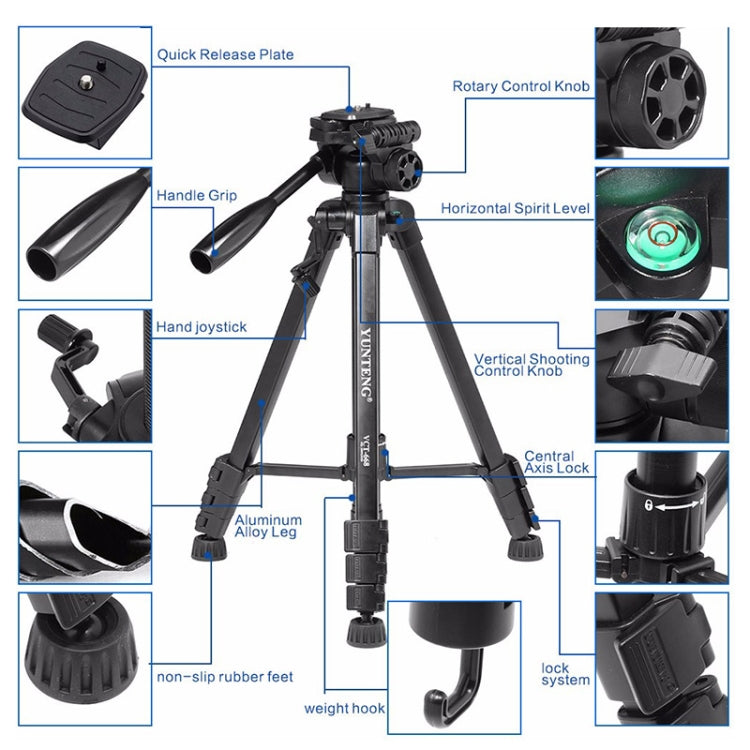 YUNTENG VCT-880 Aluminum Alloy Tripod Mount with Three-Dimensional Tripod Head by YUNTENG