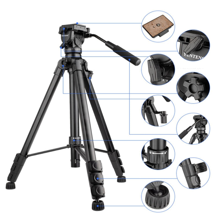 YUNTENG VCT-999 2m Aluminum Tripod Mount with Fluid Drag Damping Head by YUNTENG