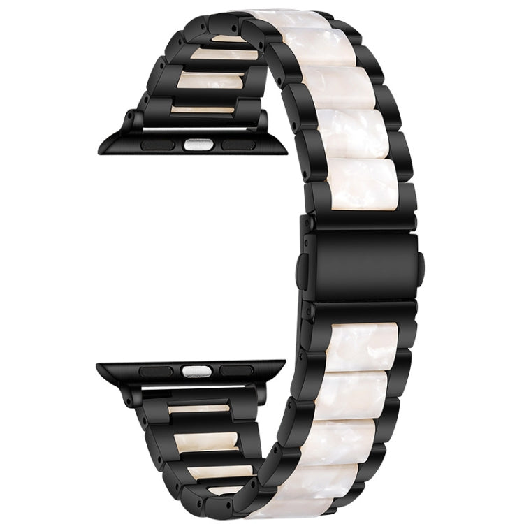 Metal + Resin Watch Band For Apple Watch Series 9&8&7 41mm / SE 3&SE 2&6&SE&5&4 40mm / 3&2&1 38mm(Black White) by bashfashion