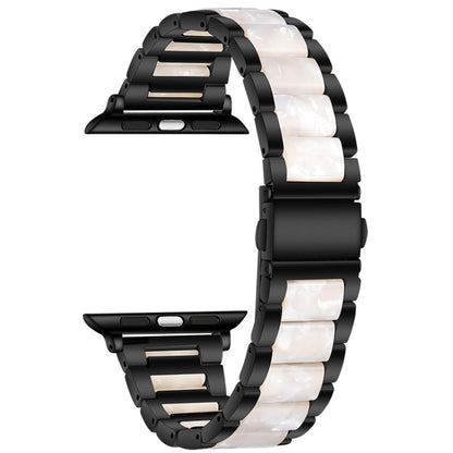 Metal + Resin Watch Band For Apple Watch Series 9&8&7 41mm / SE 3&SE 2&6&SE&5&4 40mm / 3&2&1 38mm(Black White) by bashfashion