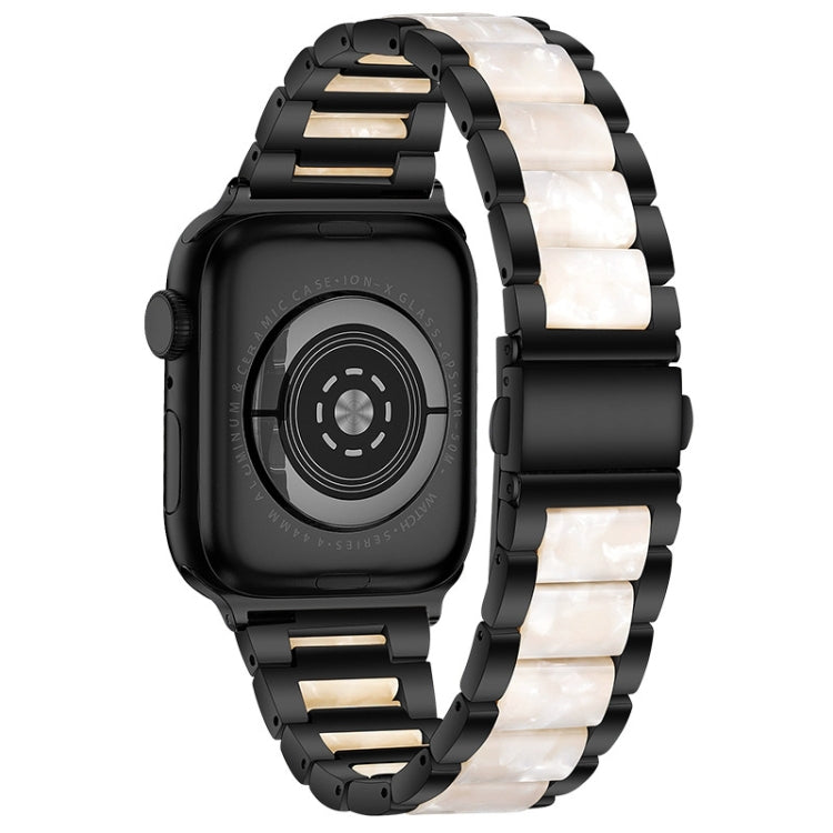 Metal + Resin Watch Band For Apple Watch Series 9&8&7 41mm / SE 3&SE 2&6&SE&5&4 40mm / 3&2&1 38mm(Black White) by bashfashion