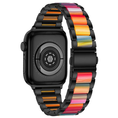 Metal + Resin Watch Band For Apple Watch Series 9&8&7 41mm / SE 3&SE 2&6&SE&5&4 40mm / 3&2&1 38mm(Black Color) by bashfashion