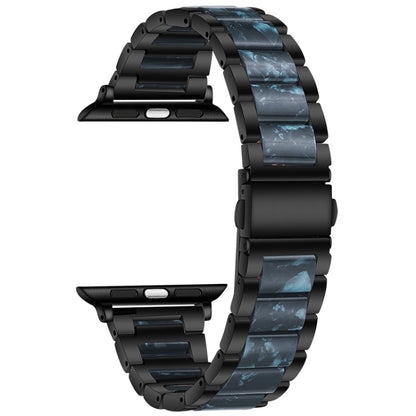 Metal + Resin Watch Band For Apple Watch Series 9&8&7 41mm / SE 3&SE 2&6&SE&5&4 40mm / 3&2&1 38mm(Black Blue) by bashfashion