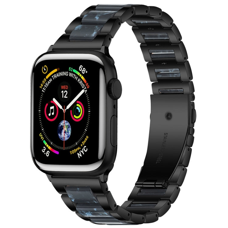 Metal + Resin Watch Band For Apple Watch Series 9&8&7 41mm / SE 3&SE 2&6&SE&5&4 40mm / 3&2&1 38mm(Black Blue) by bashfashion