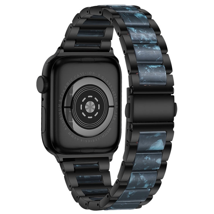Metal + Resin Watch Band For Apple Watch Series 9&8&7 41mm / SE 3&SE 2&6&SE&5&4 40mm / 3&2&1 38mm(Black Blue) by bashfashion