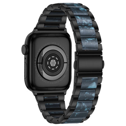 Metal + Resin Watch Band For Apple Watch Series 9&8&7 41mm / SE 3&SE 2&6&SE&5&4 40mm / 3&2&1 38mm(Black Blue) by bashfashion