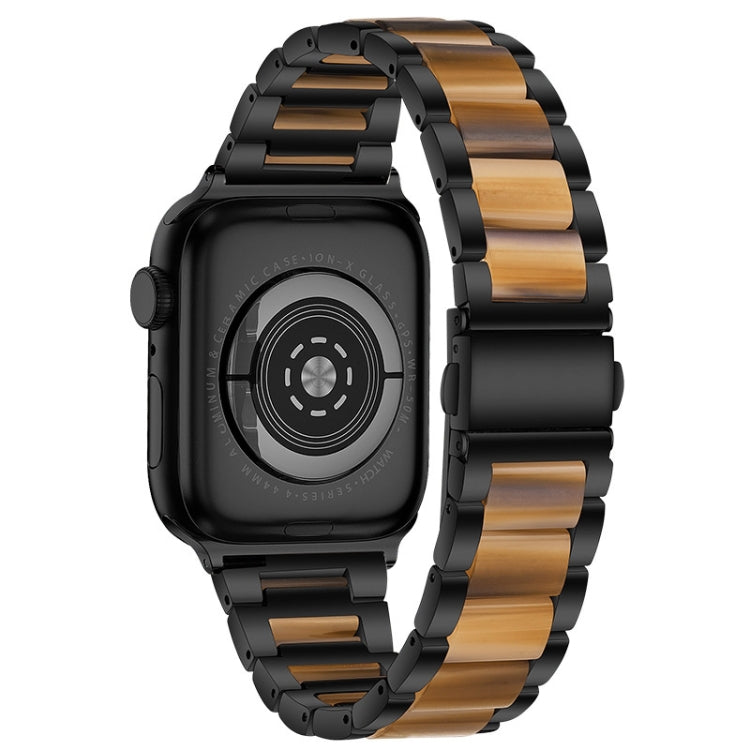 Metal + Resin Watch Band For Apple Watch Series 9&8&7 41mm / SE 3&SE 2&6&SE&5&4 40mm / 3&2&1 38mm(Black Brown) by bashfashion
