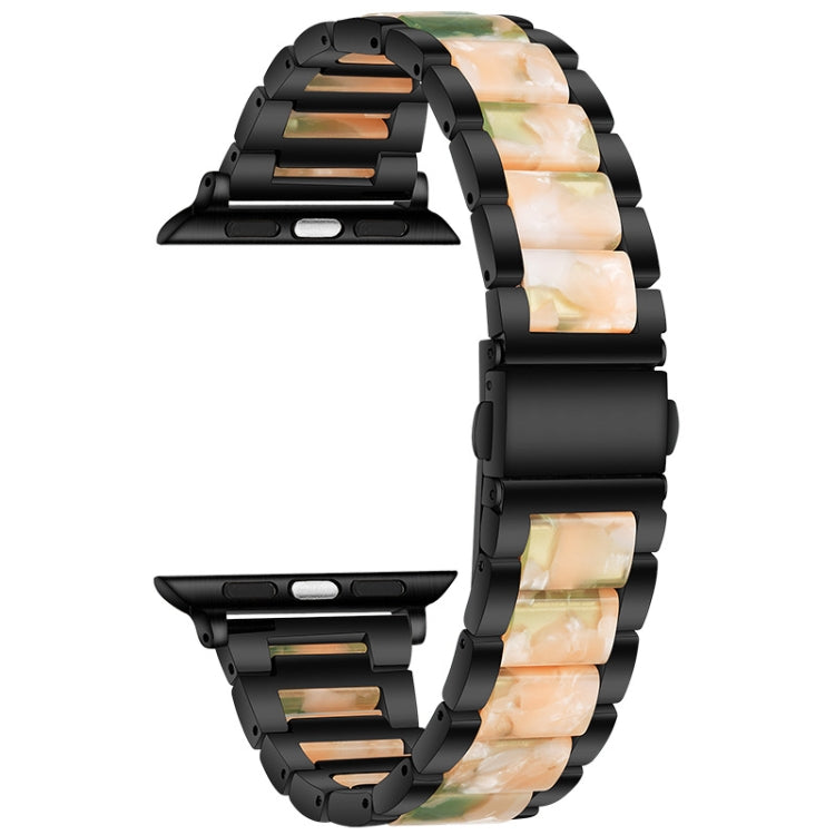 Metal + Resin Watch Band For Apple Watch Series 9&8&7 41mm / SE 3&SE 2&6&SE&5&4 40mm / 3&2&1 38mm(Black Pink) by bashfashion