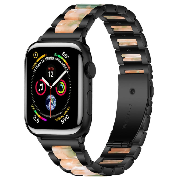Metal + Resin Watch Band For Apple Watch Series 9&8&7 41mm / SE 3&SE 2&6&SE&5&4 40mm / 3&2&1 38mm(Black Pink) by bashfashion