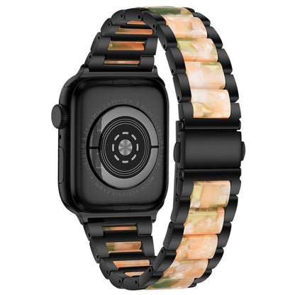 Metal + Resin Watch Band For Apple Watch Series 9&8&7 41mm / SE 3&SE 2&6&SE&5&4 40mm / 3&2&1 38mm(Black Pink) by bashfashion