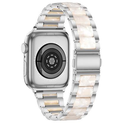 Metal + Resin Watch Band For Apple Watch Series 9&8&7 41mm / SE 3&SE 2&6&SE&5&4 40mm / 3&2&1 38mm(Silver White) by bashfashion