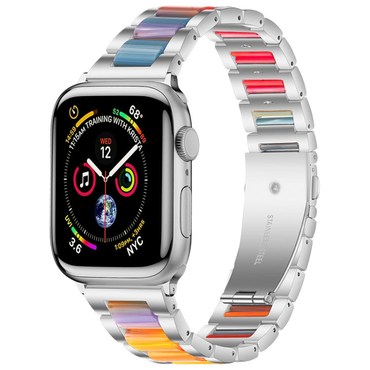 Metal + Resin Watch Band For Apple Watch Series 9&8&7 41mm / SE 3&SE 2&6&SE&5&4 40mm / 3&2&1 38mm(Silver Color) by bashfashion