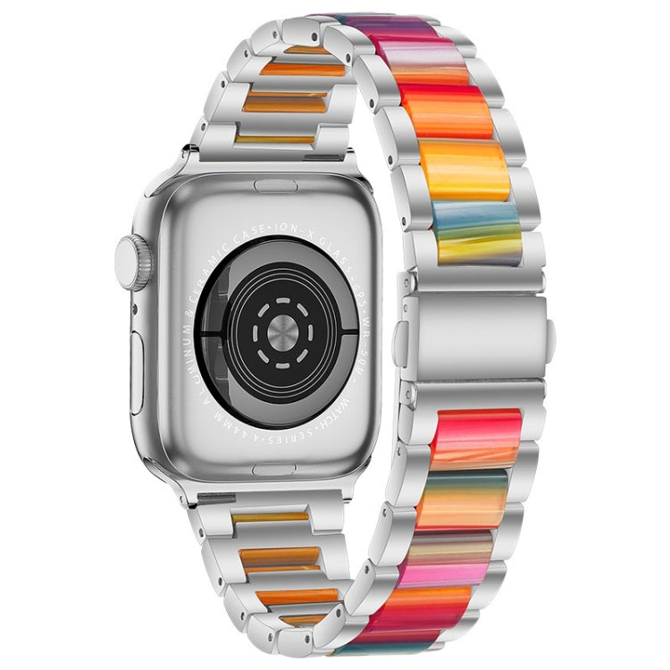Metal + Resin Watch Band For Apple Watch Series 9&8&7 41mm / SE 3&SE 2&6&SE&5&4 40mm / 3&2&1 38mm(Silver Color) by bashfashion