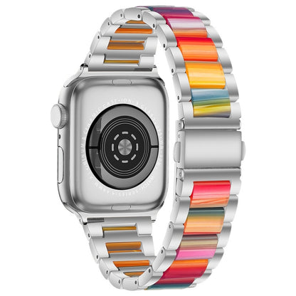 Metal + Resin Watch Band For Apple Watch Series 9&8&7 41mm / SE 3&SE 2&6&SE&5&4 40mm / 3&2&1 38mm(Silver Color) by bashfashion