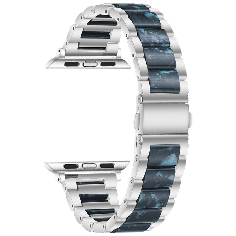 Metal + Resin Watch Band For Apple Watch Series 9&8&7 41mm / SE 3&SE 2&6&SE&5&4 40mm / 3&2&1 38mm(Silver Blue) by bashfashion