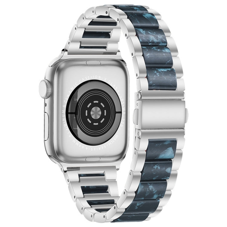 Metal + Resin Watch Band For Apple Watch Series 9&8&7 41mm / SE 3&SE 2&6&SE&5&4 40mm / 3&2&1 38mm(Silver Blue) by bashfashion