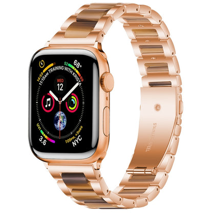 Metal + Resin Watch Band For Apple Watch Series 9&8&7 41mm / SE 3&SE 2&6&SE&5&4 40mm / 3&2&1 38mm(Rose Gold Brown) by bashfashion
