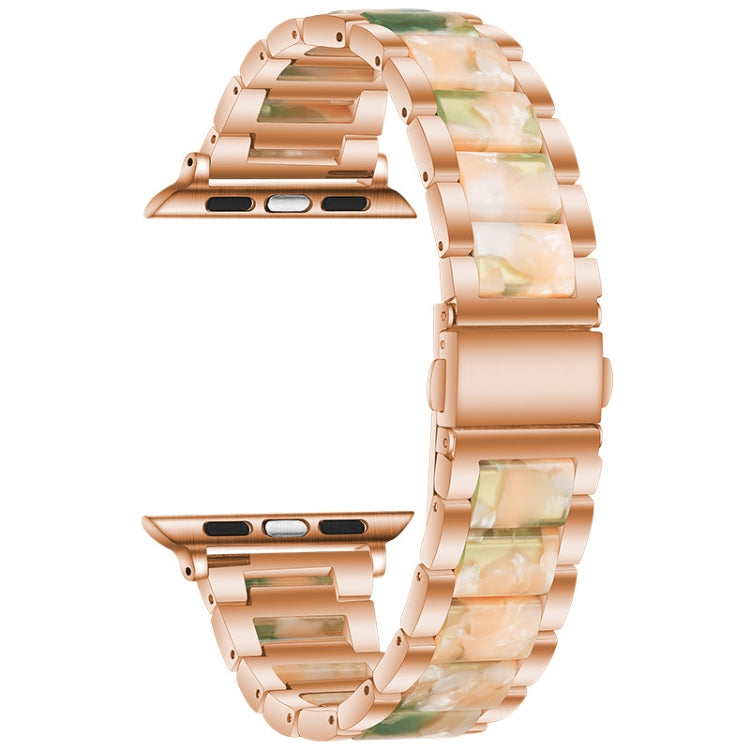Metal + Resin Watch Band For Apple Watch Series 9&8&7 41mm / SE 3&SE 2&6&SE&5&4 40mm / 3&2&1 38mm(Rose Gold Pink) by bashfashion