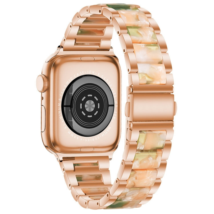 Metal + Resin Watch Band For Apple Watch Series 9&8&7 41mm / SE 3&SE 2&6&SE&5&4 40mm / 3&2&1 38mm(Rose Gold Pink) by bashfashion
