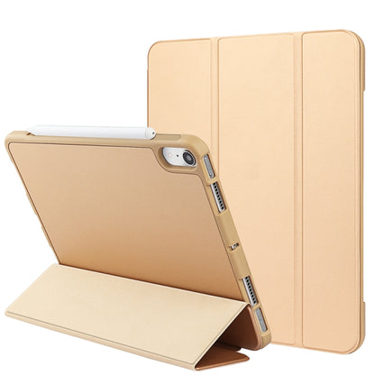 For iPad mini 6 / mini 2024 Tri-Fold Holder Leather Smart Tablet Case(Gold) by bashfashion