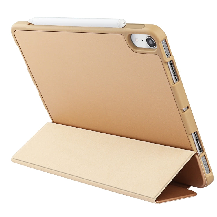 For iPad mini 6 / mini 2024 Tri-Fold Holder Leather Smart Tablet Case(Gold) by bashfashion