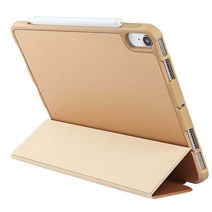 For iPad mini 6 / mini 2024 Tri-Fold Holder Leather Smart Tablet Case(Gold) by bashfashion