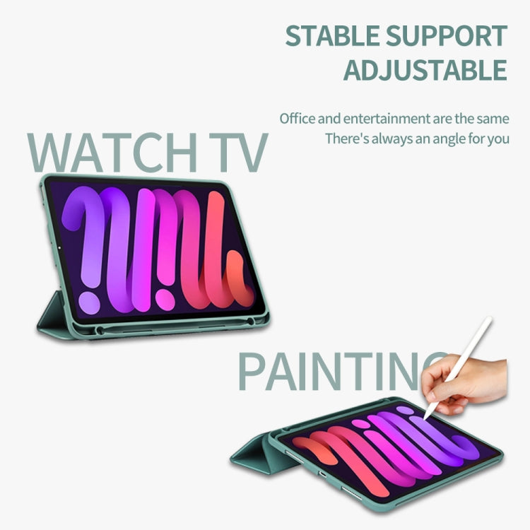 For iPad mini 6 / mini 2024 Tri-Fold Holder Leather Smart Tablet Case(Gold) by bashfashion